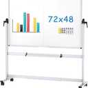 VIZ-PRO Double-Sided Mobile Whiteboard, 72 x 48 Inches, Magnetic Rolling Dry Erase White Board on Wheels with 1 Dry Eraser & 16 Markers & 6 Magnets