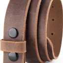 F&L CLASSIC Belt for Buckles 100% Full Grain One Piece Leather Belt, w/Snaps for Interchangeable Buckles,1.25" wide, (34 (Fits Waist 32"-33"))