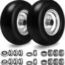 Cliseve11x4.00-5 Flat-Free Lawn Mower Tires, Solid Smooth Tread with 3/4 & 5/8" Precision Bearings, Adjustable 3.4"-5.6" Centered Hub, Universal Fit for Zero-Turn Mowers & Outdoor Equipment, 2 Pack
