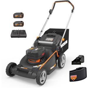 WORX Nitro 21" Cordless Lawn Mower, Brushless Electric Mower for 1/2 Acre, Push Lawn Mower with 7-Position Height Adjustment, 2  5.0 Ah Batteries & Charger Included, WG752