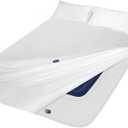 Extra Deep Pocket Air Mattress King Sheet Set - 3Pcs Side Storage Pocket Fitted Sheet & Pillowcase King Size Deep Pocket Sheet Set Easily Fits 16in to 24in Pillow Top Air Bed Mattress-White