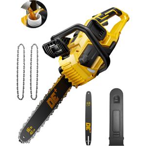 DeForce 16" 40V Cordless Electric Chainsaw, for DeWalt 20V Max Batteries, Brushless Battery Powered Chain Saw, with Auto Oiler, Handheld Chainsaw for Wood Cutting Tree Pruning(Bare Tool Only) (Yellow)