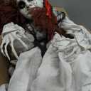 JOYIN Scary Halloween Decorations Outdoor, Halloween Hanging Scary Swing Girl Decorations Winging White Doll with Creepy Sound and Light Up Eyes Sound, Animatronics Hanging Decors Activated