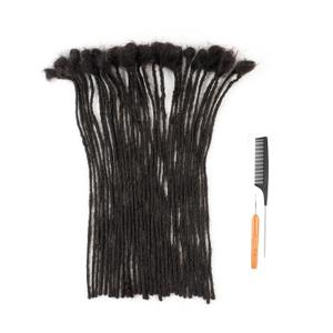 0.2cm Width 14 Inch 100 Strands 100% Human Hair Dreadlock Extensions for Men Women Kids Full Handmade Human Hair Loc Extensions Permanent Dread Extensions with Needle and Comb