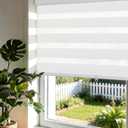 Cordless Zebra Blinds for Indoor Windows Free-Stop Zebra Shades Dual Layer Light Filtering Sheer Shades Roller Window Blinds for Home (68" W X 72" H, White)