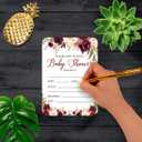 Andaz Press Fall Autumn Burgundy Maroon Floral Flowers Party, 5x7-inch Fill in The Blank Baby Shower Invitations with Envelopes, 24-Pack, Double Sided Printing, Includes Cards & Envelopes