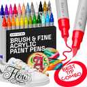 ARTISTRO 24 Acrylic Paint Pens - Dual Tip Brush + Fine Ideal for Calligraphy - Acrylic Paint Markers for Fabric, Rock, Glass, Wood, DIY - Art Supplies, Stocking Stuffers, Christmas Gift Idea