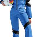 Yousify Womens Onesie Ski Suit Winter Outdoor Sports Warm Waterproof Snowsuit Color Block Jumpsuits Snow Jackets, M