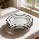 Contemporary Collection Combo Clear Plates with Black Rim - 7.5" - 10.5" (Pack of 32) - Sleek Modern Design - Perfect For Entertaining & Everyday Use