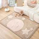 Hakuna Matte CloudRise Baby Play Mat for Floor 60" x 80" Moon & Stars Coral Velvet Memory Foam Rug for Crawling & Cozy Play Non-Slip, Water-Resistant, Easy-Care Tummy Time Mat, Playmat for Playpen