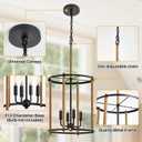 Luvkczc 4 Light Chandelier,Farmhouse Ceiling Light Black Lantern Light Fixtures with Ropes Cage Adjustable Height Rustic Hanging Light E12 Base for Kitchen Island, Dining Room, Living Room,Entryway
