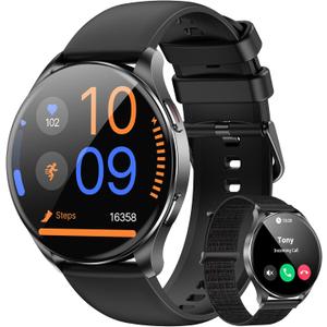 Blackview Smart Watch for Women Men (Make/Answer Calls),1.43''AMOLED Touchscreen Fitness Tracker with 100+ Sports Modes, Heart Rate/SpO2/Sleep Monitor/2 Straps, Smartwatch for iPhone & Android