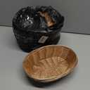 SINJEUN 15 Pack Wicker Bread Basket, Handwoven Oval Plastic Basket, Woven Tabletop Fruit Vegetables Food Serving Basket for Home, Kitchen, Restaurant, Light Brown (15 Pack 9 x 6 x 2.5 Inch)