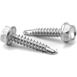 #14 x 1" Sheet Metal Screws 100PCS 410 Stainless Steel Hex Washer Head Fast Self Tapping Screws by SG TZH
