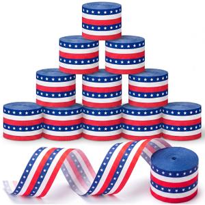 AmazingSpark 12 Rolls 4th of July Patriotic Crepe Paper Streamers, 394 ft Red White Blue Crepe Paper Rolls for Independence Day 250th Anniversary Memorial Day Party USA Theme Decor Backdrop DIY Craft
