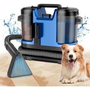 Portable Spot Cleaner Machine for Carpet and Upholstery - 18Kpa Carpet Cleaner with Dual BrushHeads, Easy Move, Cleaning Machine for Furniture, Couch, Stairs, Car and Pet Stain, Blue