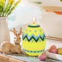 DRomance Easter Flameless Candles Battery Operated with 6 Hour Timer Battery Operated Real Wax Color Painted Easter Egg Shaped LED Flickering Candles Dinner Spring Holiday Decor(Yellow, 2.4"D x 6.3"H)