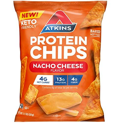 Atkins Nacho Cheese Protein Chips, 4g Net Carbs, 13g Protein, Gluten Free, Low Glycemic, Keto Friendly, 12 Count, Best buy: 12/12/2025