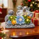 everby-yh Garden Turtles Statues Outdoor Decor Solar Powered LED Lighted Turtle Sculpture Lawn Decorations for Patio,Balcony,Yard Ornament,Gifts for Mom