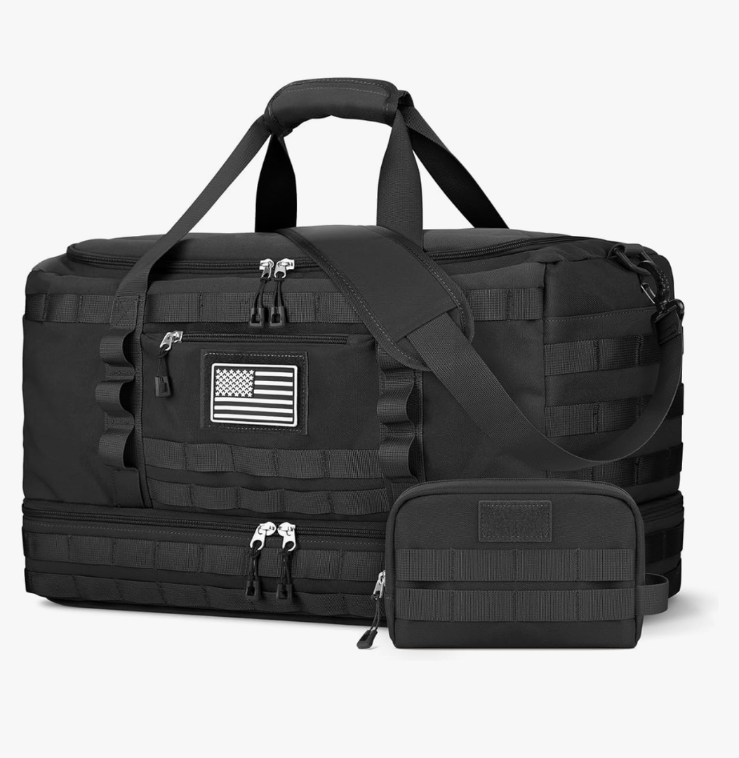 ETRONIK Gym Bag for Men Women, Carry on Luggage 22x14x9 Airline Approved, Tactical Travel Duffle Bag with Toiletry Bag and Shoe Compartment, Weekender Overnight with Wet Pocket for Workout, Black