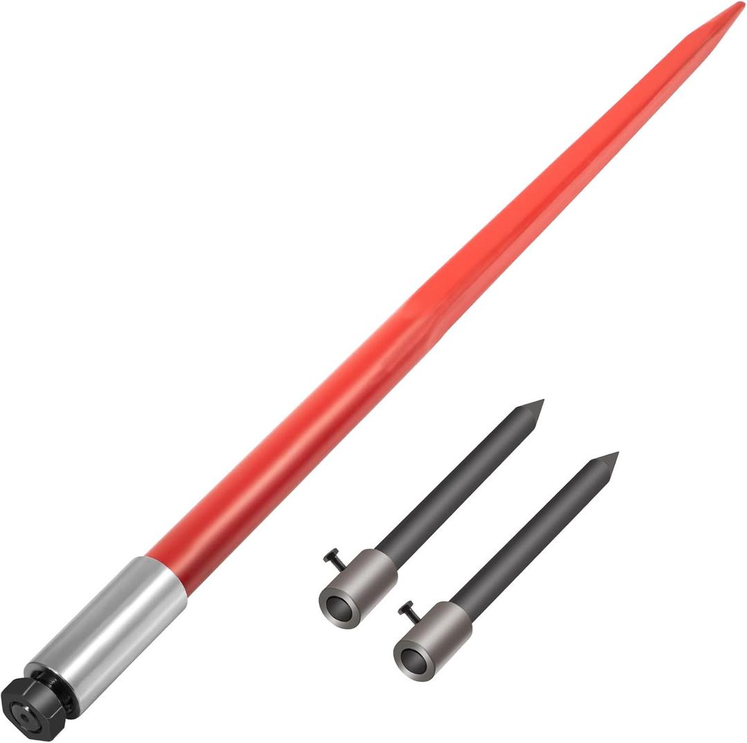 VEVOR Hay Spear 49" Bale Spear 3000 lbs Capacity, Bale Spike Quick Attach Square Hay Bale Spears,Bale Forks, Bale Hay Spike with 2 Stabilizer Spears