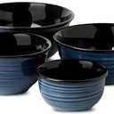 glowworm Mixing Bowls, 2.1/1.5/1.0/0.5 Qt Mixing Bowls Set, Farmhouse Nesting Bowls for Kitchen, Baking, Serving, Housewarming Gift, Microwave Dishwasher Safe, Blue (Set of 4(84+65+40+20OZ), Navy Blue)