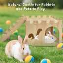 Large Wooden Sturdy Rabbit Houses and Hideouts, Detachable Bunny House Indoor Rabbits Castle Play House with Stairs for Rabbit Guinea Pig Chinchilla