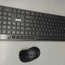 Wireless Keyboard and Mouse Combo, MARVO 2.4G Ergonomic Wireless Computer Keyboard with Phone Tablet Holder, Silent Mouse with 6 Button, Compatible with MacBook, Windows (Black)