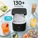EUHOMY Nugget Ice Maker Countertop with Handle, Ready in 6 Mins, 34lbs Per Day, Removable Top Cover, Auto-Cleaning, Portable Sonic Ice Maker with Basket and Scoop, for Home/Party/RV/Camping (Black)
