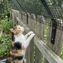 Cat Fence Outdoor Barrier 33FT & Anti Climb Cat Proof Fence Topper | Outdoor Containment Extension System with Netting & 8 Kits for Backyard Wood, Vinyl, Metal & Brick Fences