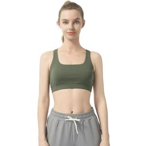 Womens Sports Bra Padded Crisscross Back Medium Support Sports Bras with Removable Cups for Workout Yoga (L)