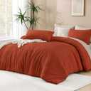 Andency Burnt Orange Queen Size Comforter, Terracotta Boho Fall Lightweight Fluffy Bedding Set & Collections for Queen Bed, 3 Pieces Rust Tufted Design Bed Set (90x90Inches, 2 Pillow Shams)