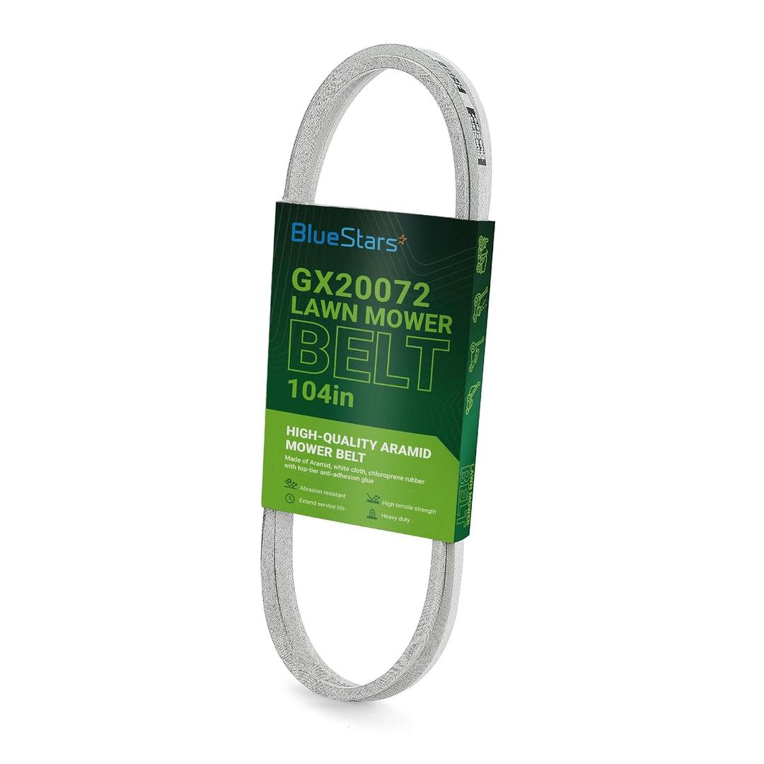 [2026 Upgraded] GX20072 GY20570 Lawn Mower Deck Belt by BlueStars - for 42in John Deere Deck LA100 LA105 LA110 LA120 LA125 LA135 D130 D105 D110 S100 E100 | Aramid Cord | 104in x 1/2in