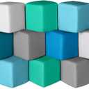 Foam Building Blocks for Kids: 12-Pieces PU Leather Colorful Foam Blocks - Building Toys for Toddler - Giant Stacking Blocks Toys - Soft Indoor Playset for Birthday Gift Preschool Learning (Modern)