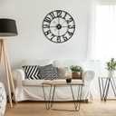 Large Wall Clock for Living Room Decor - 60cm/ 24 Inches Silent Non-Ticking Metal Wall Clocks Battery Operated, Vintage Decorative Modern Wall Clock for Bedroom, Office, Farmhouse Decor
