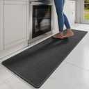 Kitchen Mats for Floor, Super Absorbent Kitchen Rugs Non Slip Washable, Soft Imitation Linen Braided Kitchen Runner Rug, Standing Mat Kitchens Sink Mat, Easy to Clean, Black 17x71