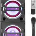 Pyle Portable Bluetooth PA Speaker System - 2000W Active powered Outdoor Bluetooth Speaker Portable PA System w/ Microphone In, Party Lights, USB SD Card Reader, AUX/RCA/FM Radio, Wheels - PSUFM1043BT