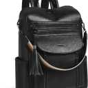 Shrrie Laptop Backpack for Women 15.6 inch,Travel Leather Backpack Purse Nurse Teacher Carry on Backpack Computer Bag,Professional Water-Resistant College Business Work Casual Daypack,Black