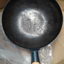 YOSUKATA 13.5 Blue Carbon Steel Wok Pan Pre-Seasoned Flat Bottom Wok Compatible with open fire, gas, electric, ceramic, induction cooktops -Traditional Chinese Pan for Stir Fry, BBQ, Grill, Camping
