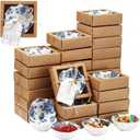 Teenyyou 80 Pack Small Ceramic Bowls Bulk Gifts Set Wedding Favors for Guests, 3.3 Inch Floral Mini Dipping Bowl Sauce Dish with Cards Box for Party Souvenir (Classic,Blue)