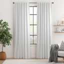 jinchan White Curtains Blue Striped Curtains 96 Inch Length for Living Room Bedroom Window Treatment Modern Linen Look Ticking Stripe Pinstripe Privacy Light Filtering Back Tab Rod Pocket 2 Panels