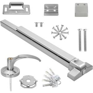 31.5/80cm Stainless Steel Commercial Door Push Bar Panic Exit Device with Exterior Lever Handle - Fits 30"-37" Wood & Metal Doors