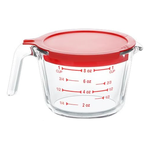KOMUEE 2 Piece Glass Measuring Cups Set, 5 Oz and 4-Cup Liquid Measuring Cups