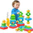 Hieoby Montessori Toys for 1 2 3 4 Year Old Boys Girls Toddlers Preschool Learning Activities 30Pcs Building Blocks Stacking Educational Toys STEM Sensory Gifts for Kids Age 1-2 2-4