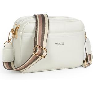 Small Crossbody Bags for Women, Vegan Leather Purse with Wide Adjustable Strap | Lightweight Shoulder Purse (White)