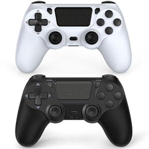 Wuthur 2 Pack Wireless Controller Compatible with PS4 / Pro/ Slim (Black & White)