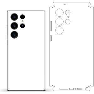 2 Pack for Samsung Galaxy S24 Ultra Phone Sticker Skin Wrap 3m Vinyl Ultra Thin Slim Ultralight Decal Glass Protector Film Protective for Back Side Borders Camera Multiple Color Options (White)