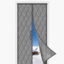 Insulated Door Curtains, Fit Size up to 36 x 80 Inches for Doorways/Front/Back/Basement, Magnetic Thermal Door Cover for Winter, Oxford Filled with Thick Cotton to Keep Warm, Grey, Diamond (Gray)