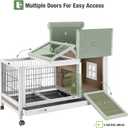 Wooden Rabbit Hutch Indoor and Outdoor, Rabbit Cage with Removable Wire Netting and Leak Proof Tray, Mobile Bunny Cage with Wheels (Brown)