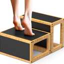 Wooden Step Stool for Adults, Heavy Duty 7" Wooden Beside Stepstool, One Step Stool with Safety Non-Slip Surface, Stable Toddler Stool for Bathroom Sink, High Beds, Bedroom, 1 Pcs